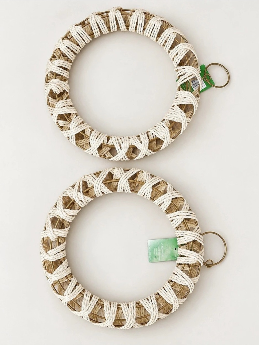 Ashland Set of 2 Natural Woven Rope Wreaths 12” NWT Boho Farmhouse Decor